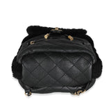 Chanel, Pre - Loved Black Quilted Shearling Paris Hamburg Small Backpack, Black