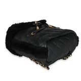 Chanel, Pre - Loved Black Quilted Shearling Paris Hamburg Small Backpack, Black