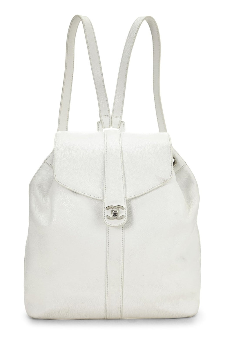 Chanel, Pre - Loved Caviar Backpack Large, White