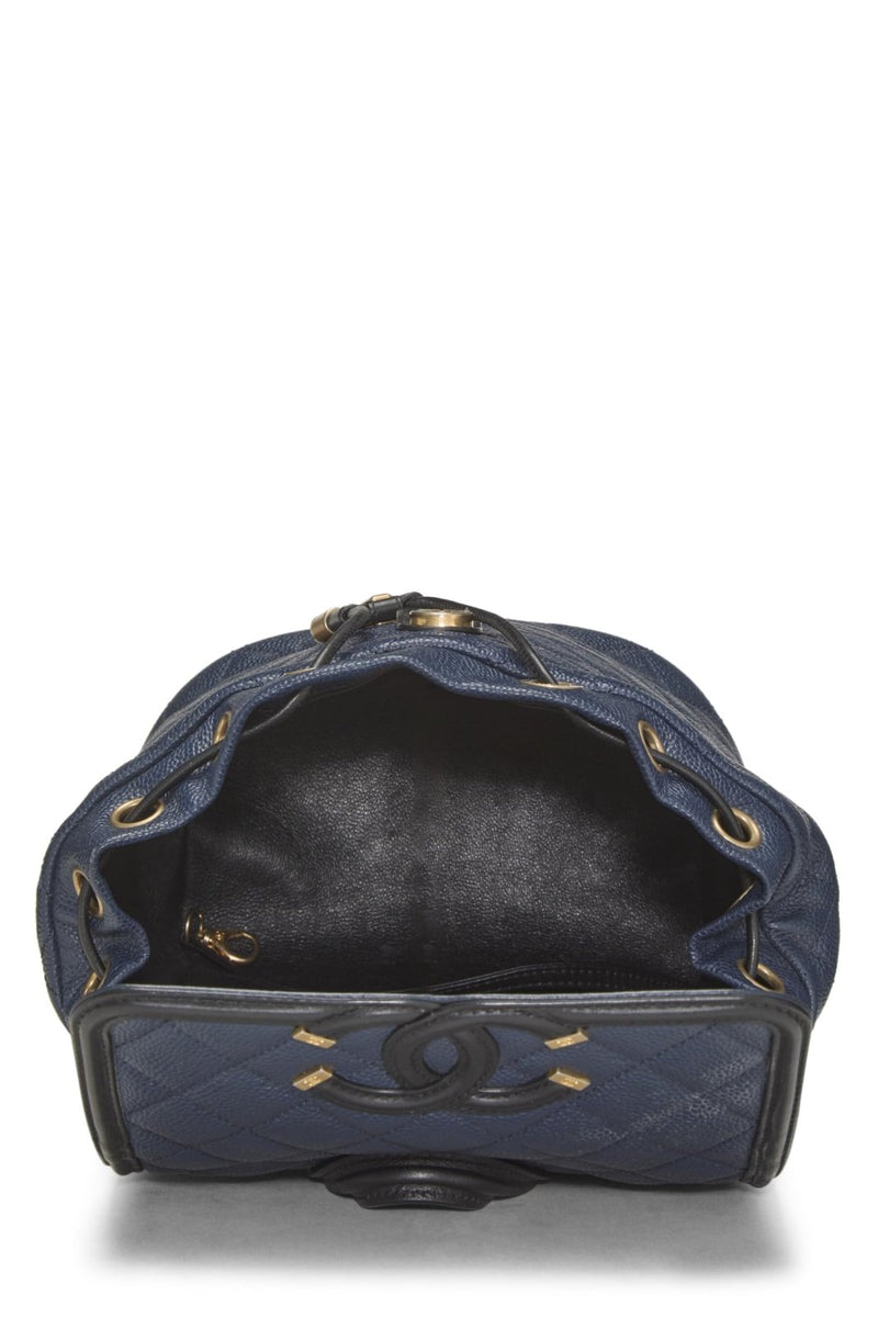 Chanel, Pre - Loved Caviar ; Filigree Backpack, Navy