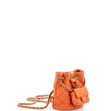 Chanel, Pre - Loved CC Pocket Chain Bucket Backpack Quilted Lambskin Small, Orange