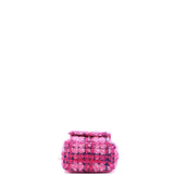 Chanel, Pre - Loved Classic CC Chain Pocket Backpack Quilted Tweed Mini, Pink