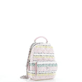 Chanel, Pre - Loved Classic CC Chain Pocket Backpack Quilted Tweed Mini, Pink