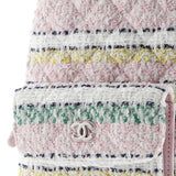 Chanel, Pre - Loved Classic CC Chain Pocket Backpack Quilted Tweed Mini, Pink