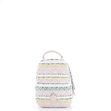 Chanel, Pre - Loved Classic CC Chain Pocket Backpack Quilted Tweed Mini, Pink