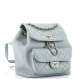 Chanel, Pre - Loved Duma Drawstring Backpack Quilted Leather Large, Gray