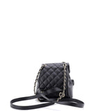 Chanel, Pre - Loved Duma Pockets Drawstring Backpack Quilted Calfskin Small, Black