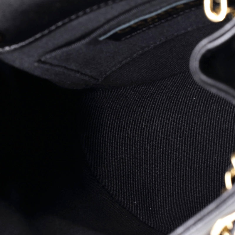 Chanel, Pre - Loved Duma Pockets Drawstring Backpack Quilted Calfskin Small, Black