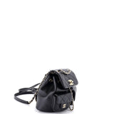 Chanel, Pre - Loved Duma Pockets Drawstring Backpack Quilted Calfskin Small, Black