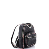 Chanel, Pre - Loved Elegant Trim Backpack Quilted Leather with Tweed Small, Black