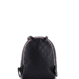 Chanel, Pre - Loved Elegant Trim Backpack Quilted Leather with Tweed Small, Black