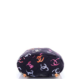Chanel, Pre - Loved Logo Drawstring CC Bucket Backpack Quilted CC Printed Fabric Small, Blue