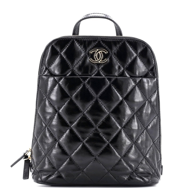 Chanel, Pre - Loved My Pocket Backpack Quilted Shiny Calfskin, Black