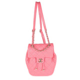 Chanel, Pre-Loved Pink Quilted Caviar Drawstring Backpack Handbag, Pink