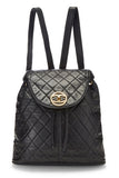 Chanel, Pre - Loved Quilted Lambskin Circle Lock Backpack Large, Black