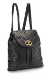 Chanel, Pre - Loved Quilted Lambskin Circle Lock Backpack Large, Black