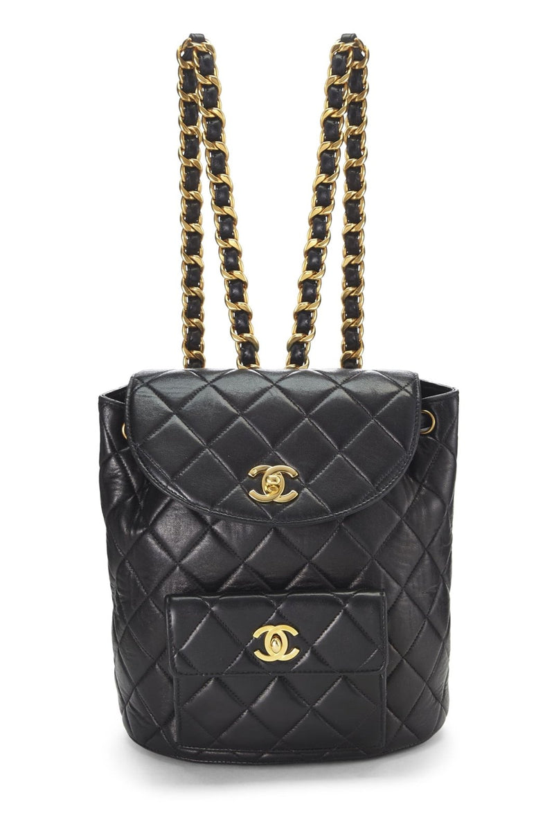 Chanel, Pre - Loved Quilted Lambskin Classic Backpack, Black