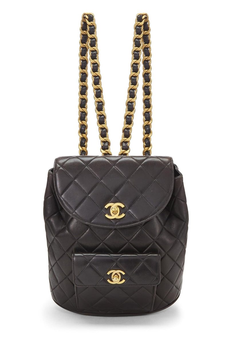 Chanel, Pre - Loved Quilted Lambskin ; Classic Backpack Medium, Black