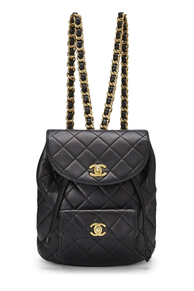 Chanel, Pre - Loved Quilted Lambskin ; Classic Backpack Medium, Black