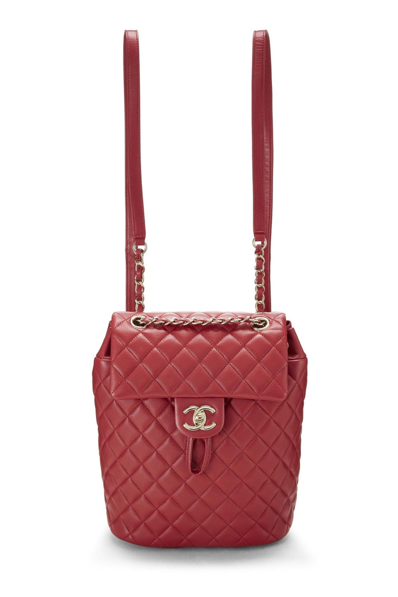 Chanel, Pre - Loved Quilted Lambskin Urban Spirit Backpack Small, Red