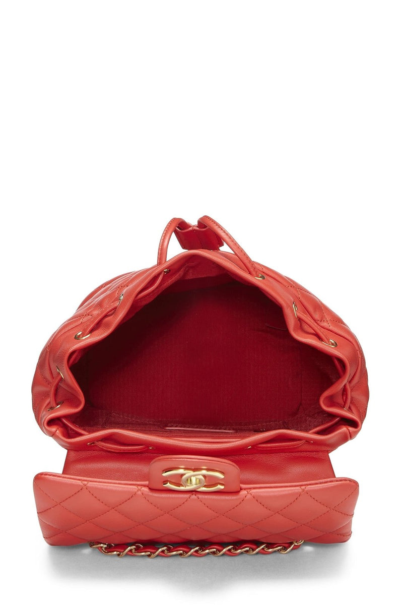 Chanel, Pre - Loved Quilted Lambskin Urban Spirit Backpack Small, Red