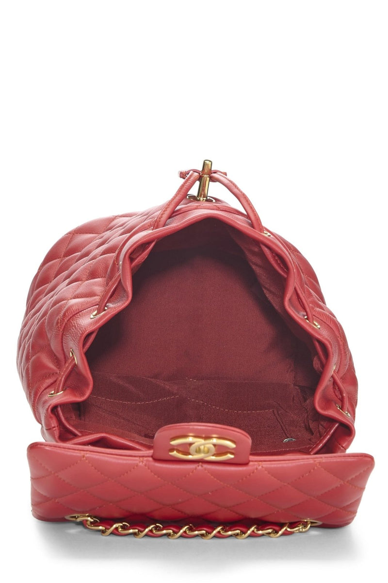 Chanel, Pre - Loved Quilted Lambskin Urban Spirit Backpack Small, Red