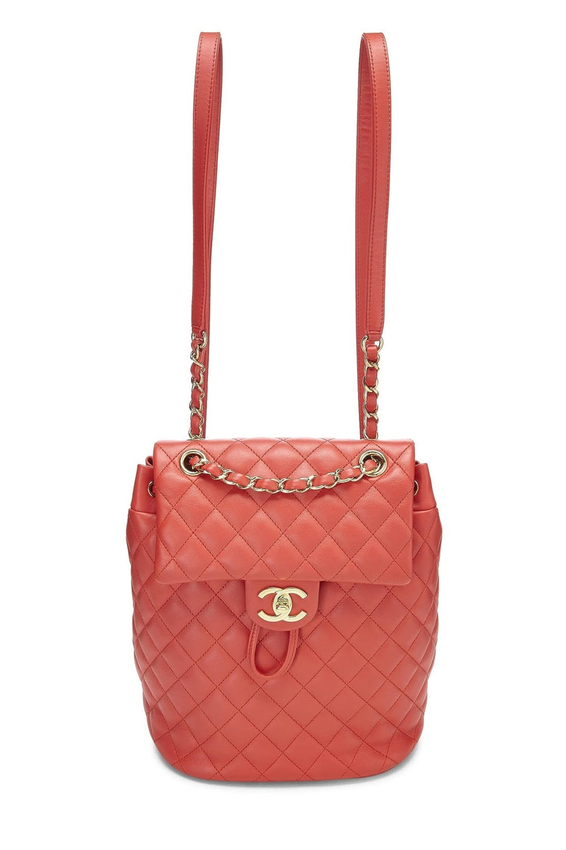 Chanel, Pre - Loved Quilted Lambskin Urban Spirit Backpack Small, Red