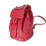 Chanel, Pre - Loved Red Quilted Calfskin Medium Covered CC Drawstring Backpack, Pink