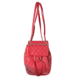 Chanel, Pre - Loved Red Quilted Calfskin Medium Covered CC Drawstring Backpack, Pink