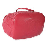 Chanel, Pre - Loved Red Quilted Calfskin Medium Covered CC Drawstring Backpack, Pink