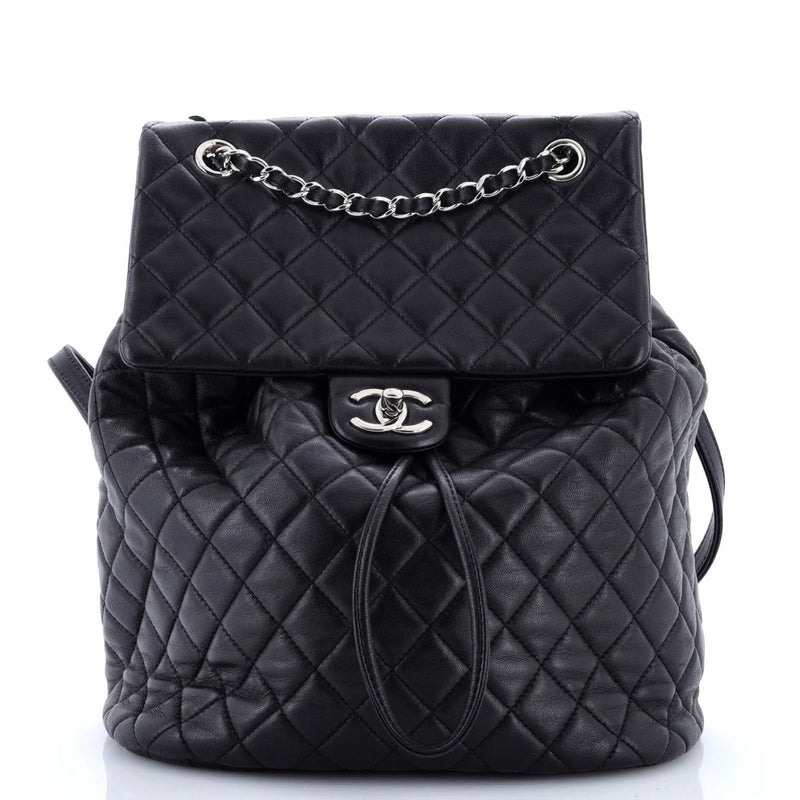 Chanel, Pre - Loved Urban Spirit Backpack Quilted Lambskin Large, Black