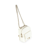 Chanel, Pre - Loved White Quilted Caviar Small CC Day Backpack Handbag, White