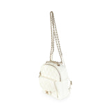 Chanel, Pre - Loved White Quilted Caviar Small CC Day Backpack Handbag, White