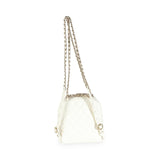 Chanel, Pre - Loved White Quilted Caviar Small CC Day Backpack Handbag, White