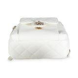 Chanel, Pre - Loved White Quilted Caviar Small CC Day Backpack Handbag, White