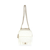 Chanel, Pre - Loved White Quilted Caviar Small CC Day Backpack Handbag, White