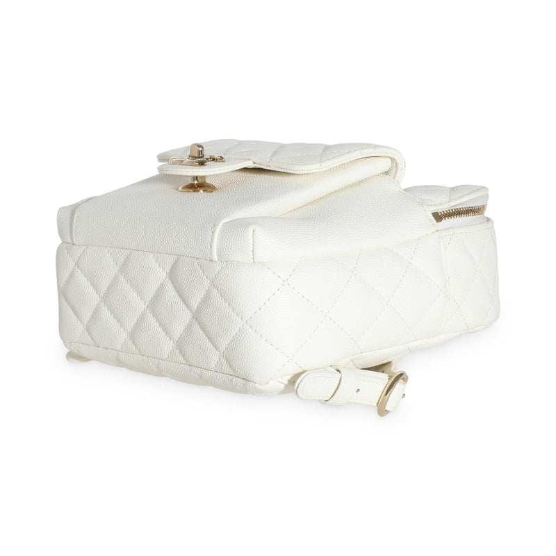 Chanel, Pre - Loved White Quilted Caviar Small CC Day Backpack Handbag, White