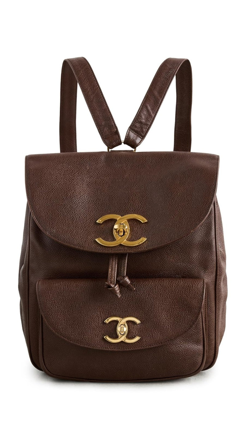 Chanel Women's Pre - Loved Backpack Bag, Caviar, Brown, One Size
