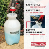Chapin 20004 Pump Sprayer, 1 - Gallon SureSpray Translucent Tank with an Easy Fill Funnel - Top Opening, Adjustable Cone Nozzle & 34" Long Reach Hose, Used for Fertilizer, Pesticides, Weeds & Pests