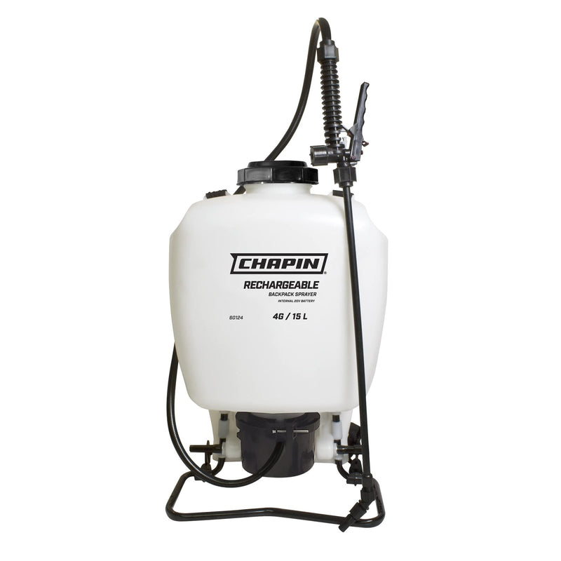 Chapin International 60124 4 - Gallon 20V Internal Battery Rechargeable Backpack Sprayer, Made in The USA, 1 - Pack, Translucent White