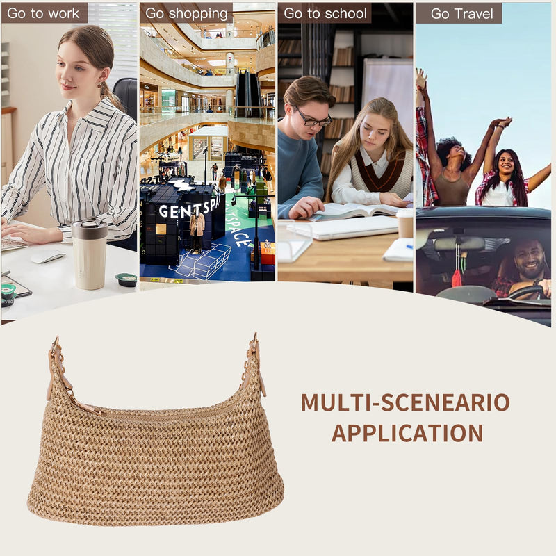 chelity Handwoven Straw Beach Bag for Women - Lightweight Summer Tote Shoulder Purse for Vacation & Travel