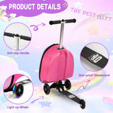 CHEN Select Scooter Suitcase for Kids, Ride on Luggage for Girls Aged 3 - 8, Scooter Luggage with LED Wheels