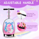 CHEN Select Scooter Suitcase for Kids, Ride on Luggage for Girls Aged 3 - 8, Scooter Luggage with LED Wheels