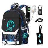 CHENGXiYANG Anime Luminous Backpack Waterproof.Cool Backpacks15.6 in Large capacity Laptopeight Backpack.with USBChargingHeadphones Port.Luminous Backpack.Security Lock