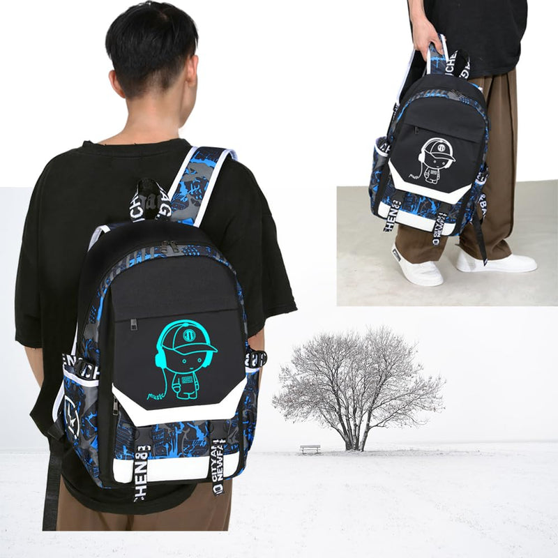 CHENGXiYANG Anime Luminous Backpack Waterproof.Cool Backpacks15.6 in Large capacity Laptopeight Backpack.with USBChargingHeadphones Port.Luminous Backpack.Security Lock
