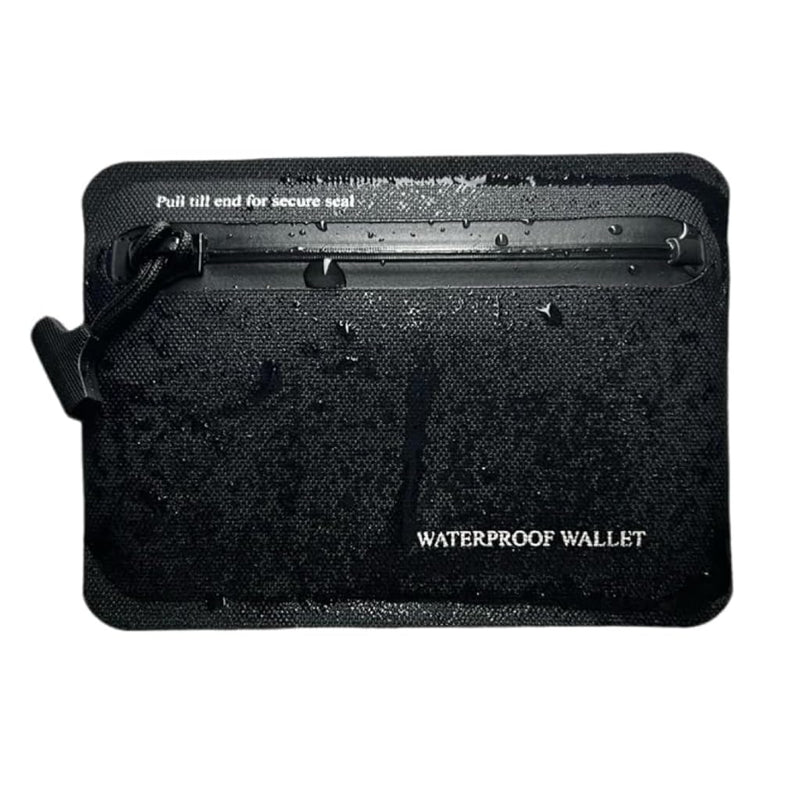 CHERRY CHICK Waterproof Minimalist Wallet for SUP, Cycling, and Diving - Compact TPU Composite Bag with Airtight Zipper for Credit Cards, Car Keys, and Cable (Black)