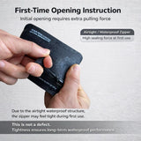 CHERRY CHICK Waterproof Minimalist Wallet for SUP, Cycling, and Diving - Compact TPU Composite Bag with Airtight Zipper for Credit Cards, Car Keys, and Cable (Black)