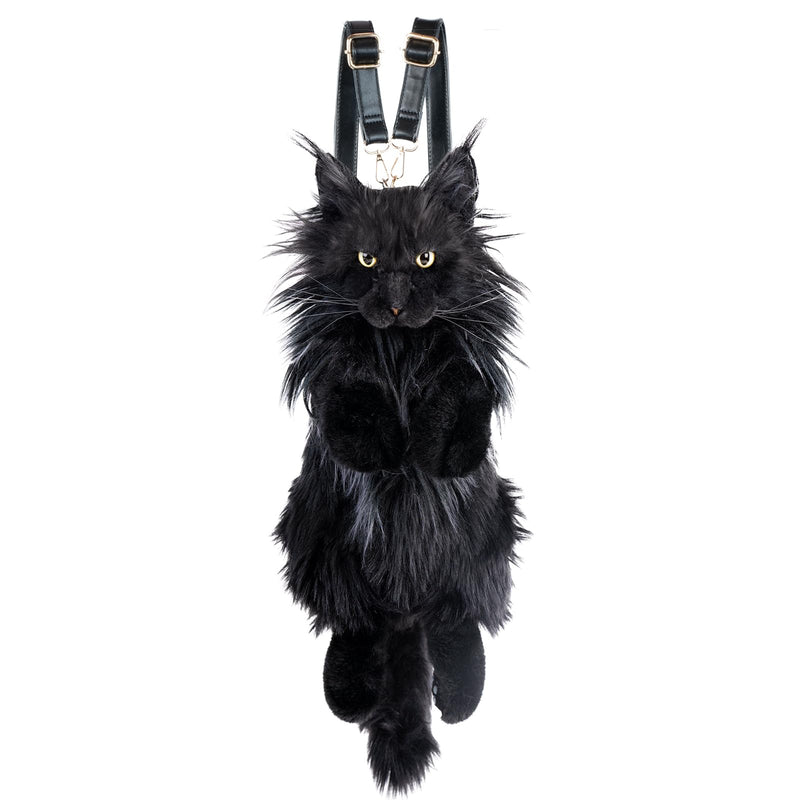 Chongker Cat Shaped Backpack - Handcrafted Stuffed Animals Plush Bag with Adjustable Shoulder, Crossbody, and Handbag Straps (MaineCoon Cat)