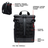 Chrome Industries Barrage 18L Black XRF Reflective Roll - Top Backpack – Water Resistant Bag for Work, School, Travel – Features Cargo Net & Laptop Pocket