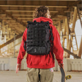 Chrome Industries Barrage 22L Black Roll - Top Backpack – Water Resistant Bag for Work, School, Travel – Features Cargo Net & Laptop Pocket